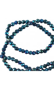 Faceted glass beads 2mm round Montana blue ab coating